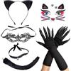TYXHXTF Costume da Gatto Nero per Ragazze Donna, Halloween Accessori Mujer, per Travestimento Costume Carnevale Halloween Festa