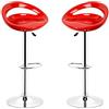 RELOVE Pack 2 sgabelli con Base in Cromo e Seduta Rotonda, ABS，Sgabelli Bar Cucina Design Moderno Base in Acciaio-Rosso -2pc