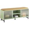 SoBuy Mobiletto portascaarpe con 2 ante in vetro Panca con seduta Mobile ingresso con anta scorrevole 105x32x46 cm Verde FSR115-GR