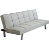 milani home Divano Letto Trapuntato Grigio Chiaro Stile Moderno di Design Contemporaneo per Salotto Casa Hotel Albergo, Stile Moderno, 3 Posti Struttura Metallo E Legno, D. 178x81x71 / DL. 178x96x35