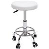 Sindipanda Sgabello da lavoro girevole a 360°, 44-57 cm, altezza regolabile, colore bianco, per casa, ufficio, bar, saloni di bellezza
