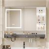 LUVEOLSIT Specchio Bagno Contenitore con LED luce illuminato,Armadietto Medicinali con presa elettrica antiappannamento, 3 colori, temperatura dimmerabile, montaggio in superficie o a incasso(90CM/35.4IN)
