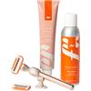 Fler Smooth Skin Set - Rasoio Donna con Supporto e 2 Lamette di Ricambio, Rasoi Unisex, Set con Mousse per la Depilazione e Crema Corpo Lenitiva, Lametta con Aloe Vera, Rosa Blush