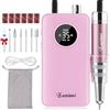 Enniewi Fresa per Unghie 35000RPM per Unghie in Gel, Trapano Elettrico Ricaricabile con Display LED, Portatile, Kit Professionale per Manicure e Pedicure per Casa e Salone, 48W, Rosa