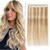 SEGO Extension Capelli Veri Clip Fascia Unica 100% Remy Human Hair Extensions Singole Cioccoa Larga 22cm Posticci Donna 40cm (45g) #12P613 Marrone Chiaro/Biondo Chiarissimo