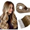RUNATURE Extension Capelli Veri Biadesivo Balayage Castano Ombre Biondo 30cm 30g 20pcs #3/8/22