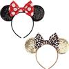 DRESHOW 2 Pezzi Cerchietto con Orecchie da Topo Fasce Orecchie da Topo Cerchietti Carnevale per Donna per Capelli Belle Orecchie da Topo Copricapo Decorazioni