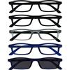 OPULIZE The Reading Glasses Company Nero Matt Grigio Blu Navy Lettori Valore 4 Pacco Uomo Donna Cerniere Molla Rrrr17-1173 +1,50 - 106 Gr