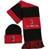 3R SPORT SRL Set Milan Sciarpa + Cuffia Ufficiale Kit Tubolare Berretto Cappello in Acrilico SETMITFA2210CUFRN2142