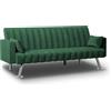 Nalui - Divano Letto 3 Posti Clic Clac 210x80x79cm One Lines con 2 Cuscini, Tessuto Vellutato e Piedi Metallo | Reclinazione Regolabile | Verde