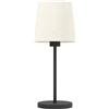 EGLO Febres Lampada da comodino, lampada da tavolo con paralume in tessuto, decorazione per camera da letto e soggiorno, in metallo nero e tessuto bouclé bianco, attacco E27