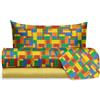 hermet Jolly, Set Lenzuola Letto Singolo Bricks Mattoncini Lego, 100% Cotone, Lenzuolo Sopra + Lenzuolo con Angoli + Federa, Completo Letto Fantasia Cameretta