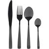 Salter BW05463 Set di posate da 16 pezzi, forchetta e cucchiaio in acciaio inossidabile rivestito di nero, 4 set da tavolo, piatti lucidi, eleganti e moderni
