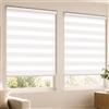 VOUNOT® Set di 2 Tenda a Rullo Doppia Strato Oscurante Giorno e Notte, Catenella Laterale, Bande Trasparenti e Opache, Tenda Interno Zebra Blinds Bianco, 90 x 150 cm