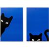 KARE Design Quadro con cornice Ciao Gatto (Set da 2), blu/nero, 2 tavole, motivo animali, stile minimalista, pop art, decorazione cameretta ragazzi, 40x60 cm