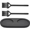 GORGECRAFT Vassoio Macina Sale e Pepe Supporto per Macinino Pepe In Legno Protezione per Tavolo Da Pranzo Shaker con 2 Spazzola per Pulizia 2 Macinini Cucina Stoccaggio Artigianato Nero 14.9x7.5cm