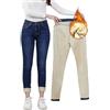 Merlvida Jeans Termici Donna Vita Alta Push Up, Pantaloni Jeans Foderati Invernali, Jeans Aderenti con Interno in Pile, Leggings Felpati in Denim Elasticizzati e Caldi