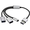 Ywmsfl Cavo di prolunga USB 2.0 da 1 a 3 adattatori multiporte con porta USB C per trasferimento dati e cavo di ricarica cavo flessibile