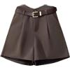 Generic Pantaloncini Estivi da Donna Pantaloncini Vintage Larghi A Vita Alta Pantaloni Corti Causali A Gamba Larga in Tinta Unita
