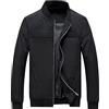 Generico 2024 Giacca da Uomo Autunno e Inverno Cappotto in Tinta Unita con Colletto Rialzato Giacca con Cerniera a Maniche Lunghe Giacca Bomber Uomo Cargo Jacket Giacca da Uomo Elegante Invernale