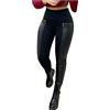 Generico Pantaloni Ecopelle, Vita Alta Leggins Nero Similpelle Stretch Leggings Opachi Pelle Soft Pantaloni Vita Alta Sexy Elastico Pu Skinny Push Up