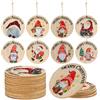CINGHIA Ciondoli Natalizi per Albero,Decorazioni Albero di Natale Legno,Palline di Natale Legno il Giro,24 Pezzi 8 Stili Ornamenti Albero di Natale per Appese Decorazioni Natalizie Artigianato 6x6cm