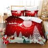 Leleyouzer Set di biancheria da letto Natalizia 135 x 200 cm, 200 x 200 cm, 220 x 240 cm - Copripiumino Natalizio con due Federe 50 x 75 cm (MC3)