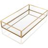 Homtone 30x20x5cm Grande Vassoio Specchio Vintage, Vassoio di Profumo, Vassoio Oro e Vetro, Porta Gioielli Trasparente, Organizer Decorativo per Camera da Letto Comò Bagno Trucco, Rettangolo