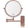 Nicesail Specchio Trucco da Parete Oro Rosa Specchio Ingranditore x10 da Muro Specchio Estensibile da Bagno con Braccio Specchio Bifacciale,Diametro 20cm