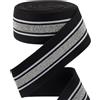 GORGECRAFT 4.3 m 40mm di Larghezza Fascia Elastica A Strisce Bianche e Argento Nera Piatta Elastica per Cucire Lavorare A Maglia Nastro per Fai da Te Fascia per Capelli Borse Indumenti Accessori