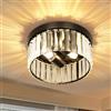 Cainjiazh 9.8" Plafoniera di cristallo Lampadario moderno E12 rotondo a incasso Plafoniera a sospensione Illuminazione per camera da letto Soggiorno Corridoio Ingresso Balcone（Nero）