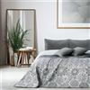 DecoKing Copriletto Reversibile Motivo Floreale Stampato Grigio Acciaio Bianco Alhambra 2 piazze matrimoniale 260x280 cm
