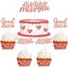 Nezyo 13 Pezzi We Will Miss You Cake Topper Decorazioni per Torta Glitterate Topper per Cupcake con Cuore d'Amore Glitterati Glitter Good Luck Cupcake Topper per Pensionamento Laurea (Oro Rosa)