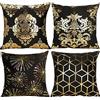 IWILCS Federa per Cuscino in Oro Nero, Federa Decorativa, Fodera per Cuscino per Cuscino per Divano Letto Soggiorno Camera da Letto 45 * 45 cm