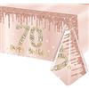 POPOYU Tovaglia per 70° Compleanno in Plastica, 137 x 274 cm, Oro Rosa, Impermeabile, Rettangolare - Decorazione da Tavolo per Donne, Regalo
