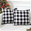 JOTOM Set di 2 Fodere per Cuscini Buffalo Controllo Plaid Copri Cuscino per Casa Divano Auto Plaid natalizi Tartan Federe Decorative 50 x 50 cm (Bianco e Nero)
