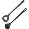 Westmark Set 2 Pezzi di Cucchiai per Mescolare + Cucchiaio Appuntito con Foro/Per Risotto - Ideale per Mescolare il cibo in una padella o pentola rivestita - Nero, 288422E6