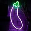 DWOOKE Insegna al neon, lampada da parete a LED color melanzana, luce al neon verde e viola, alimentata tramite USB o a batteria, decorazione da parete, luci al neon per camera da letto, bar, Natale