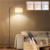FIMEI Lampada da Terra a Arco Soggiorno, Altezza 187cm, LED Dimmerabile con Temperatura Colore Regolabile, Lampada Alta con Paralume a Tamburo & Telecomando, 9W LED per Lettura, Camera, Ufficio