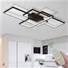 Deevin Plafoniera A LED Soggiorno Dimmerabile Soffitto Lamp Moderno Quadrato Designer Lampada A Sospensione Con Telecomando Cucina Sala Da Pranzo Ufficio Scala Soggiorno Lampadari,Nero,90x50x6.5cm