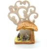 OVUNQUE PROTEGGIMI Presepe in Resina, Mini Presepe con Sacra Famiglia in Metallo, Addobbi Natalizi Religiosi, Idea Regalo Natale Made in Italy (Albero della Vita con Capanna, 7 x 3.5 cm)