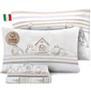 HomeLife Completo Lenzuola Matrimoniali Cotone Fantasia Made in Italy | Set Lenzuola Matrimoniale Cotone: Lenzuolo Matrimoniale Sopra, Lenzuolo Sotto Con Angoli, Due Federe Cuscini | Gufi, Grigio