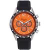 Ravel Pro - Orologio Cronografo Rotondo in Acciaio Inossidabile con Data - 10ATM - Quarzo Analogico Giapponese - RPR-001M - Cinturino in Silicone Nero/Quadrante Arancione
