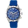Ravel Pro - Orologio Cronografo Rotondo in Acciaio Inossidabile con Data - 10ATM - Quarzo Analogico Giapponese - RPR-005M - Cinturino in Silicone Blu/Quadrante Blu
