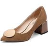 QUEEN HELENA Scarpe Basse Eleganti con Tacco Décolleté Chiuse Donna K3227 (Khaki, Numeric_38)