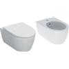 GEBERIT Sanitari Sospesi Geberit Icon BIANCO OPACO vaso Rimfree bidet e coprivaso rallentato