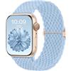 CeMiKa Cinturino Intrecciato Compatible per Apple Watch 42mm 41mm 40mm 38mm,Sport Nylon Ricambio Elastica Cinturini per iWatch Series 10 9 8 7 6 SE 5 4 3 2 1 Ultra 2/Ultra, Donna Uomini,Azzurro chiaro
