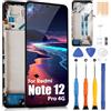 ARSSLY Sostituzione dello Schermo per Xiaomi Redmi Note 12 Pro 4G 2209116AG 2209116AG 6,67 LCD Display con Cornice per Redmi Note 12 Pro 4G Digitizer Full Assembly con Riparazione Kit