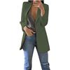 HANXIULIN Giacca corta da donna, semplice, business, ufficio, casual, con tasche, stampa a maniche lunghe, blazer, Verde militare #4., L