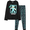 MINECRAFT Lungo Pigiama Ragazzo, Cotone Abbigliamento da Casa - Regalo Bambino (Nero/Verde, 13-14 Anni)